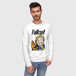 Лонгслив хлопковый мужской Vault boy and shepherd, цвет: белый — фото 2