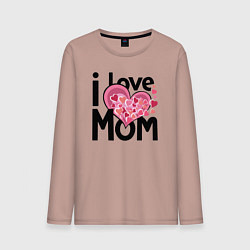 Лонгслив хлопковый мужской Я люблю маму, цвет: пыльно-розовый