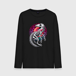 Лонгслив хлопковый мужской Скелет динозавра, цвет: черный