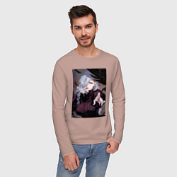 Лонгслив хлопковый мужской Магическая битва Мэй Мэй маг первого класса, цвет: пыльно-розовый — фото 2