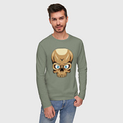 Лонгслив хлопковый мужской Черепушка, цвет: авокадо — фото 2