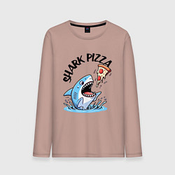 Лонгслив хлопковый мужской Shark pizza - ai art fantasy, цвет: пыльно-розовый