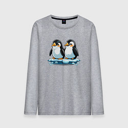 Лонгслив хлопковый мужской Два пингвина на льдине, цвет: меланж