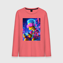 Лонгслив хлопковый мужской Bart Simpson esports player - neon glow, цвет: коралловый