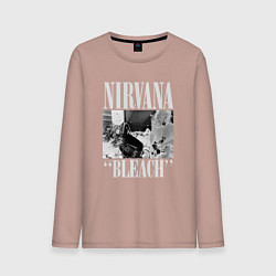 Лонгслив хлопковый мужской Nirvana bleach black album, цвет: пыльно-розовый