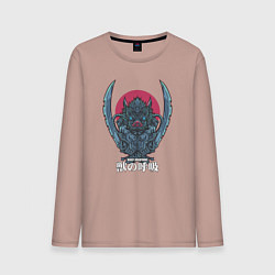 Лонгслив хлопковый мужской Клинок, рассекающий демонов Инозука катана, цвет: пыльно-розовый