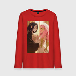 Лонгслив хлопковый мужской Клинок, рассекающий демонов Обанай Игуро, цвет: красный