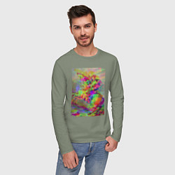 Лонгслив хлопковый мужской Бонапарт на перевале Сен-Бернар с глюками, цвет: авокадо — фото 2