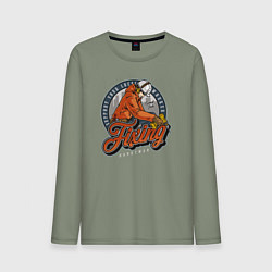 Лонгслив хлопковый мужской Поддержите своего местного работника, мастера на в, цвет: авокадо