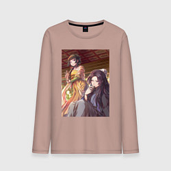 Лонгслив хлопковый мужской Монолог фармацевта Жэньши выпивает, цвет: пыльно-розовый