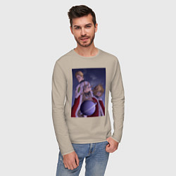 Лонгслив хлопковый мужской Чёрный клевер Юлиус король магов, цвет: миндальный — фото 2