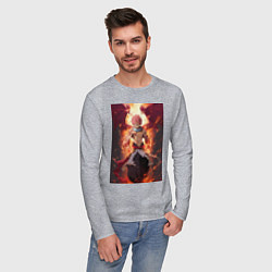 Лонгслив хлопковый мужской Хвост Феи Нацу Драгнил дракон, цвет: меланж — фото 2