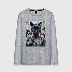 Мужской лонгслив Пантера панк из Нью-Йорка - нейросеть