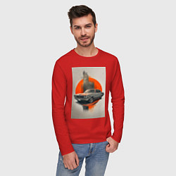 Лонгслив хлопковый мужской Постер машины, цвет: красный — фото 2