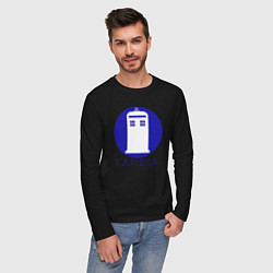Лонгслив хлопковый мужской Blue tardis, цвет: черный — фото 2
