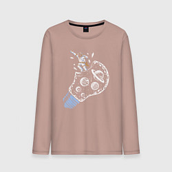 Лонгслив хлопковый мужской Космос в лампочке, цвет: пыльно-розовый