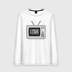 Лонгслив хлопковый мужской Game over television, цвет: белый