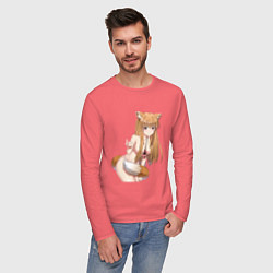Лонгслив хлопковый мужской Волчица и пряности Холо секси, цвет: коралловый — фото 2