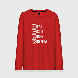 Лонгслив хлопковый мужской Eat sleep bike repeat, цвет: красный