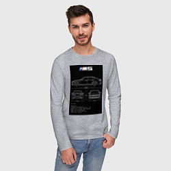 Лонгслив хлопковый мужской BMW M5 чертежи, цвет: меланж — фото 2