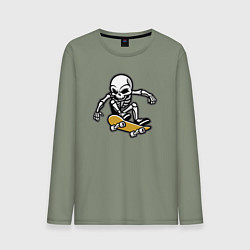 Лонгслив хлопковый мужской Скелетик скейтер, цвет: авокадо