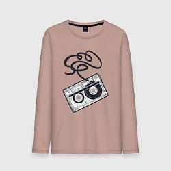 Лонгслив хлопковый мужской Аудиокассета, цвет: пыльно-розовый