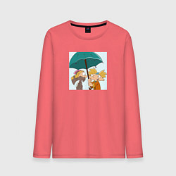 Лонгслив хлопковый мужской Фан арт эй Арнольд романтика, цвет: коралловый