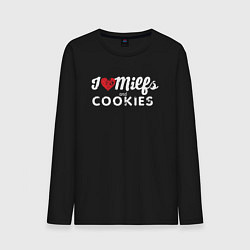 Лонгслив хлопковый мужской Milf and cookies милфа, цвет: черный