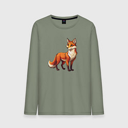 Лонгслив хлопковый мужской Внимательная лиса, цвет: авокадо