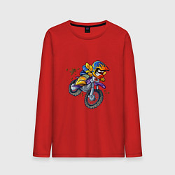 Лонгслив хлопковый мужской Веселое эндуро по лесам, цвет: красный