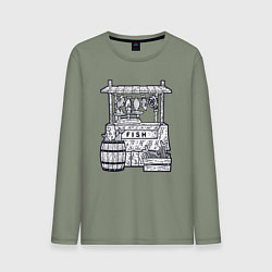 Лонгслив хлопковый мужской Рыбная лавка, цвет: авокадо