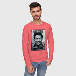 Лонгслив хлопковый мужской Escobar draw portrait, цвет: коралловый — фото 2