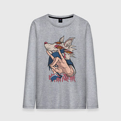 Лонгслив хлопковый мужской Человек-бензопила Аки Хаякава лис, цвет: меланж