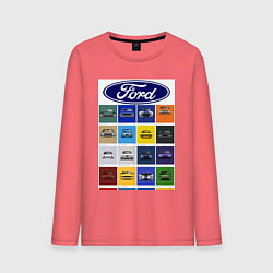 Лонгслив хлопковый мужской Ford модели, цвет: коралловый
