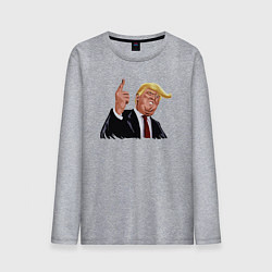 Лонгслив хлопковый мужской Речь Трампа, цвет: меланж