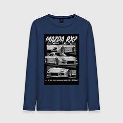 Лонгслив хлопковый мужской Mazda rx-7 JDM авто, цвет: тёмно-синий