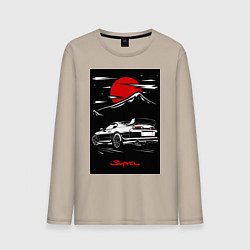 Лонгслив хлопковый мужской Toyota Supra jdm гоночный, цвет: миндальный