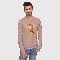 Лонгслив хлопковый мужской Портрет жирафёнка, цвет: пыльно-розовый — фото 2