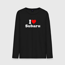 Лонгслив хлопковый мужской I love Subaru sport, цвет: черный