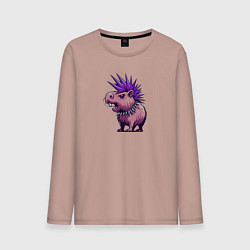 Лонгслив хлопковый мужской Суровая панк капибара, цвет: пыльно-розовый