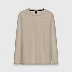 Лонгслив хлопковый мужской Крест НИКА на узорном флаге, цвет: миндальный