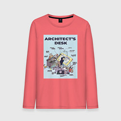 Лонгслив хлопковый мужской Будни архитектора, цвет: коралловый