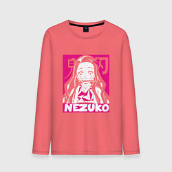 Лонгслив хлопковый мужской Клинок рассекающий демонов Незуко Nezuko, цвет: коралловый