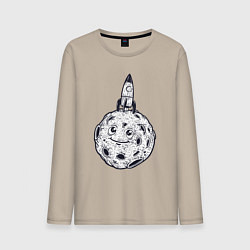 Лонгслив хлопковый мужской Добрая Луна, цвет: миндальный