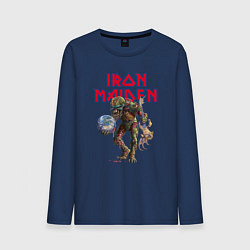 Лонгслив хлопковый мужской Iron Maiden rock band, цвет: тёмно-синий