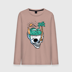 Лонгслив хлопковый мужской Skull and summer, цвет: пыльно-розовый