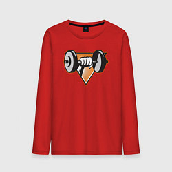 Лонгслив хлопковый мужской Гантель в руке, цвет: красный