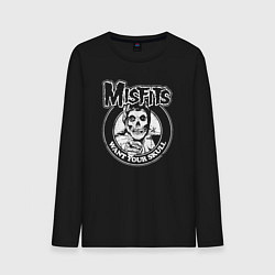 Лонгслив хлопковый мужской Misfits want your skull rock, цвет: черный