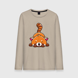 Лонгслив хлопковый мужской Cute red panda, цвет: миндальный