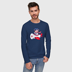 Лонгслив хлопковый мужской Коровка авиатор, цвет: тёмно-синий — фото 2